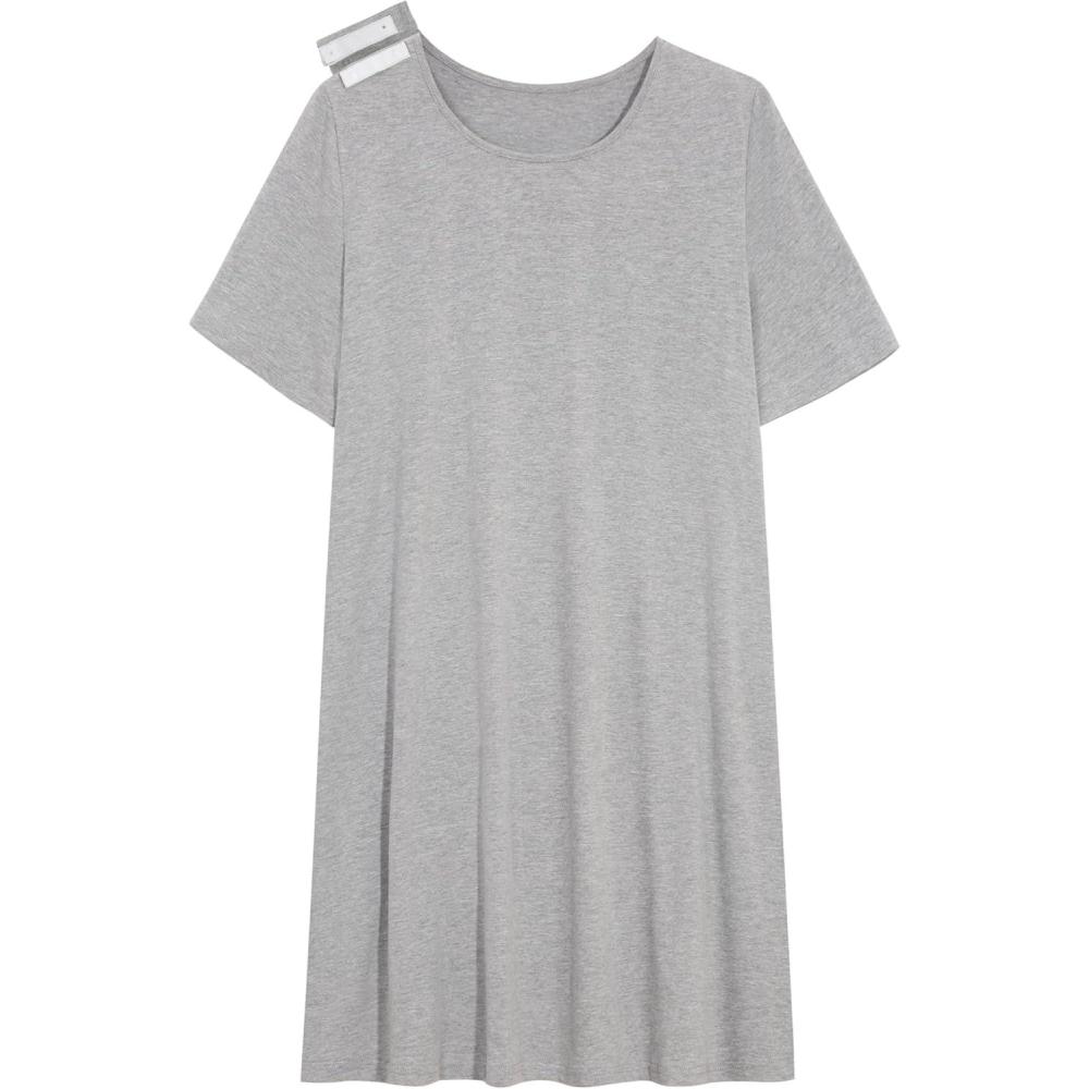 imageAVIIER 100 Cotton Hospital Gowns for Women Open Back Tear Away Post Shoulder Surgery Dress Adaptive Clothing NightgownsGrey