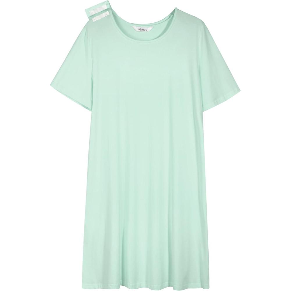 imageAVIIER 100 Cotton Hospital Gowns for Women Open Back Tear Away Post Shoulder Surgery Dress Adaptive Clothing NightgownsLight Green