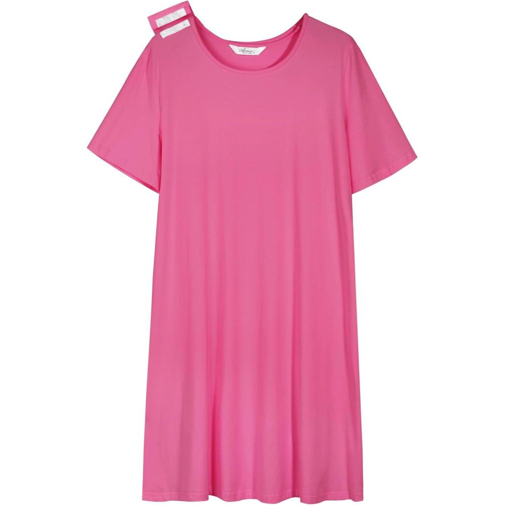 imageAVIIER 100 Cotton Hospital Gowns for Women Open Back Tear Away Post Shoulder Surgery Dress Adaptive Clothing NightgownsPeach