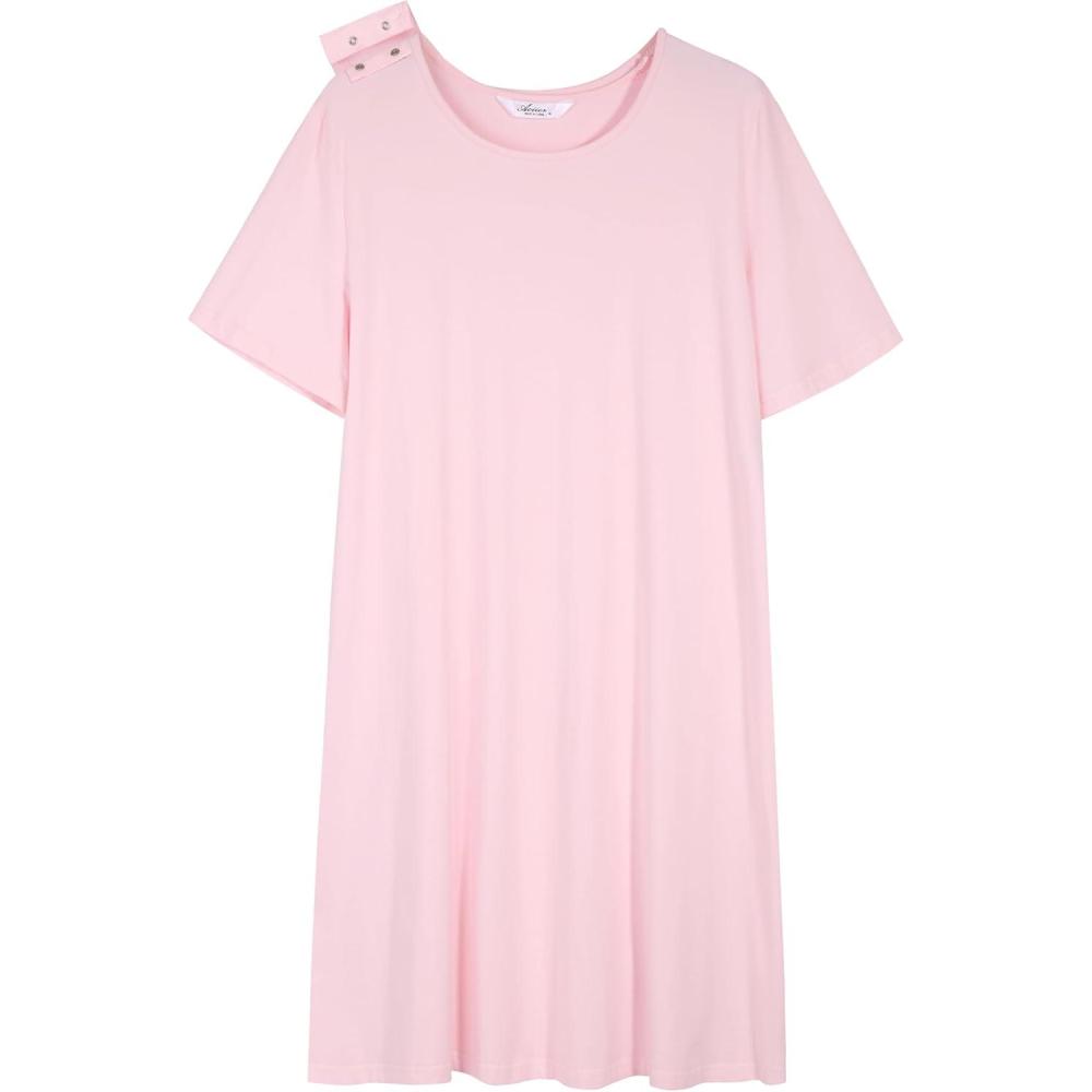 imageAVIIER 100 Cotton Hospital Gowns for Women Open Back Tear Away Post Shoulder Surgery Dress Adaptive Clothing NightgownsPink