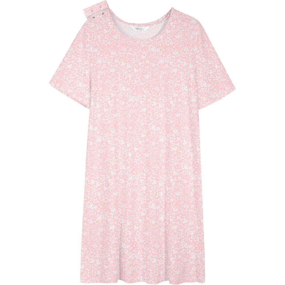 imageAVIIER 100 Cotton Hospital Gowns for Women Open Back Tear Away Post Shoulder Surgery Dress Adaptive Clothing NightgownsPink Flower