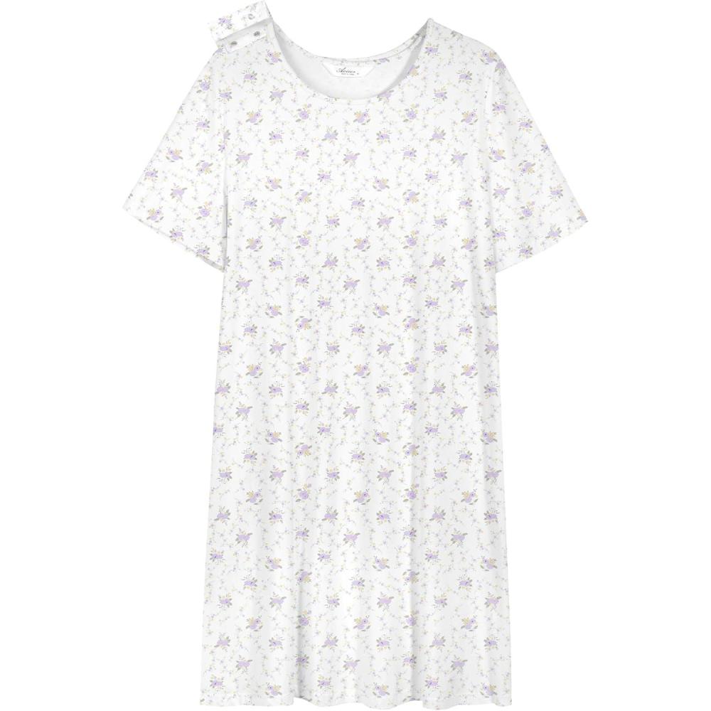 imageAVIIER 100 Cotton Hospital Gowns for Women Open Back Tear Away Post Shoulder Surgery Dress Adaptive Clothing NightgownsWhite Purple Flower
