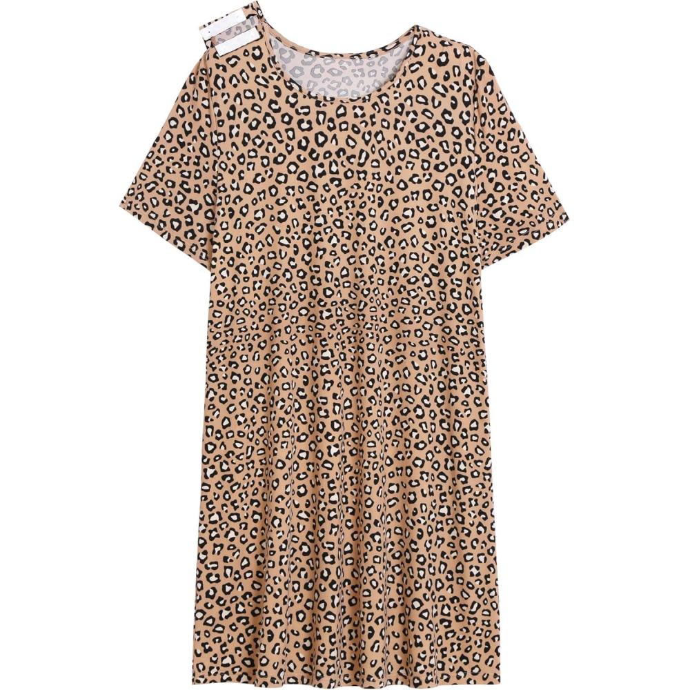 imageAVIIER Hospital Gowns for Women Open Back Adaptive Clothing Nightgowns Post Shoulder Surgery DressKhaki Leopard