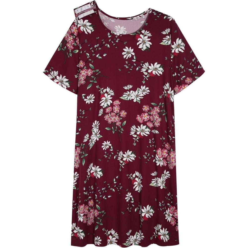 imageAVIIER Hospital Gowns for Women Open Back Adaptive Clothing Nightgowns Post Shoulder Surgery DressRed Flower
