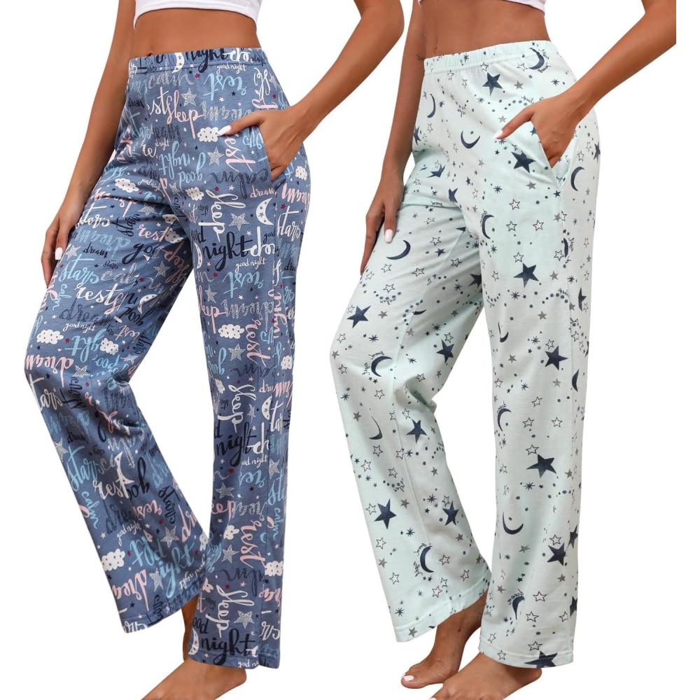 imagePNAEONG Women Cotton Pajama Pants Comfy Pj Bottoms Soft Printed Lounge Pant with PocketsStargood Night