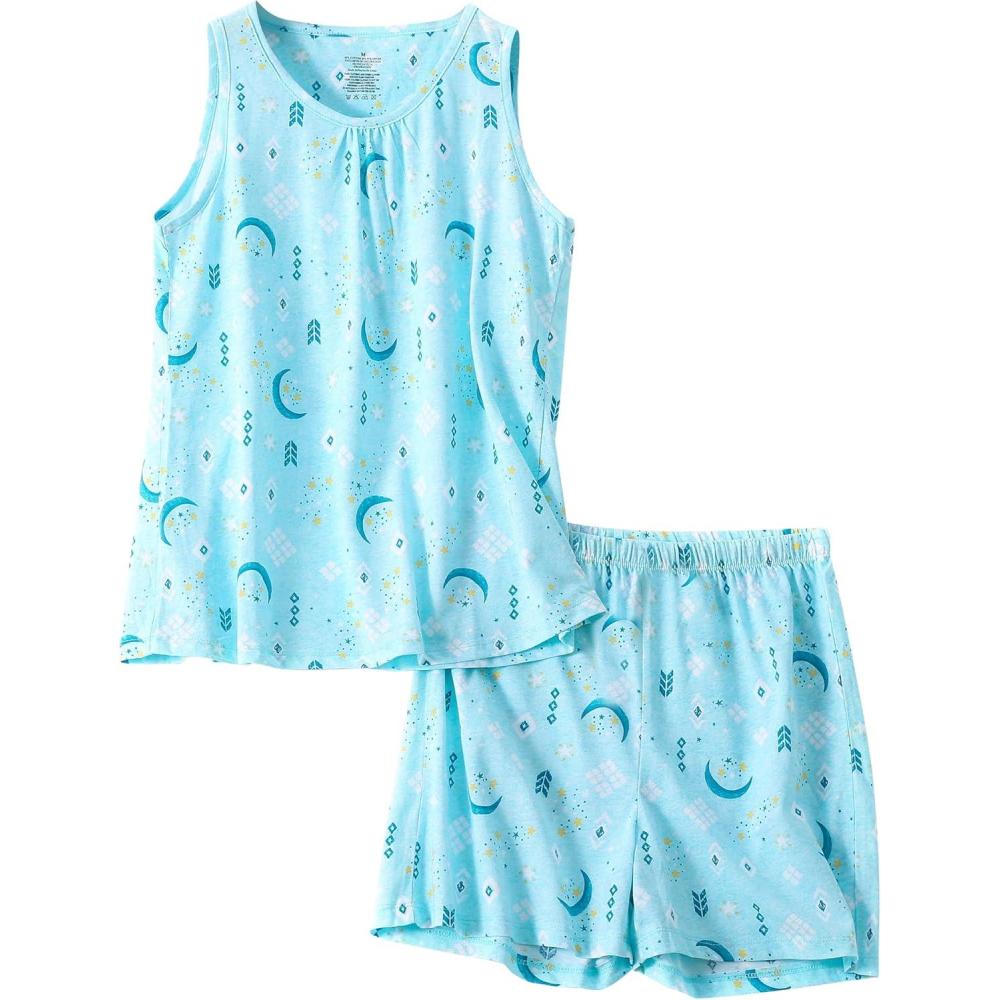 imagePNAEONG Women Cotton Sleepwear Short Sets TankampampShort Pajamas Sets XTSY208Blue Moon