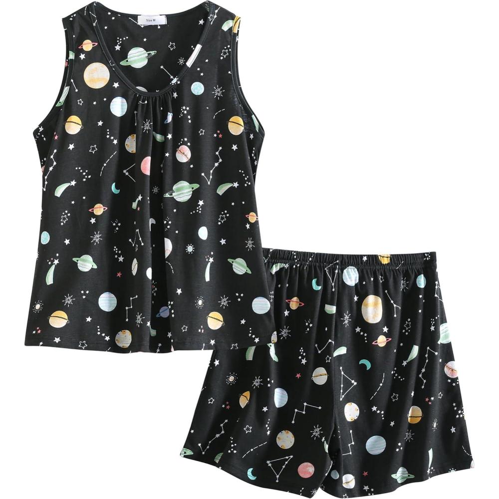 imagePNAEONG Women Cotton Sleepwear Short Sets TankampampShort Pajamas Sets XTSY208Color Stars