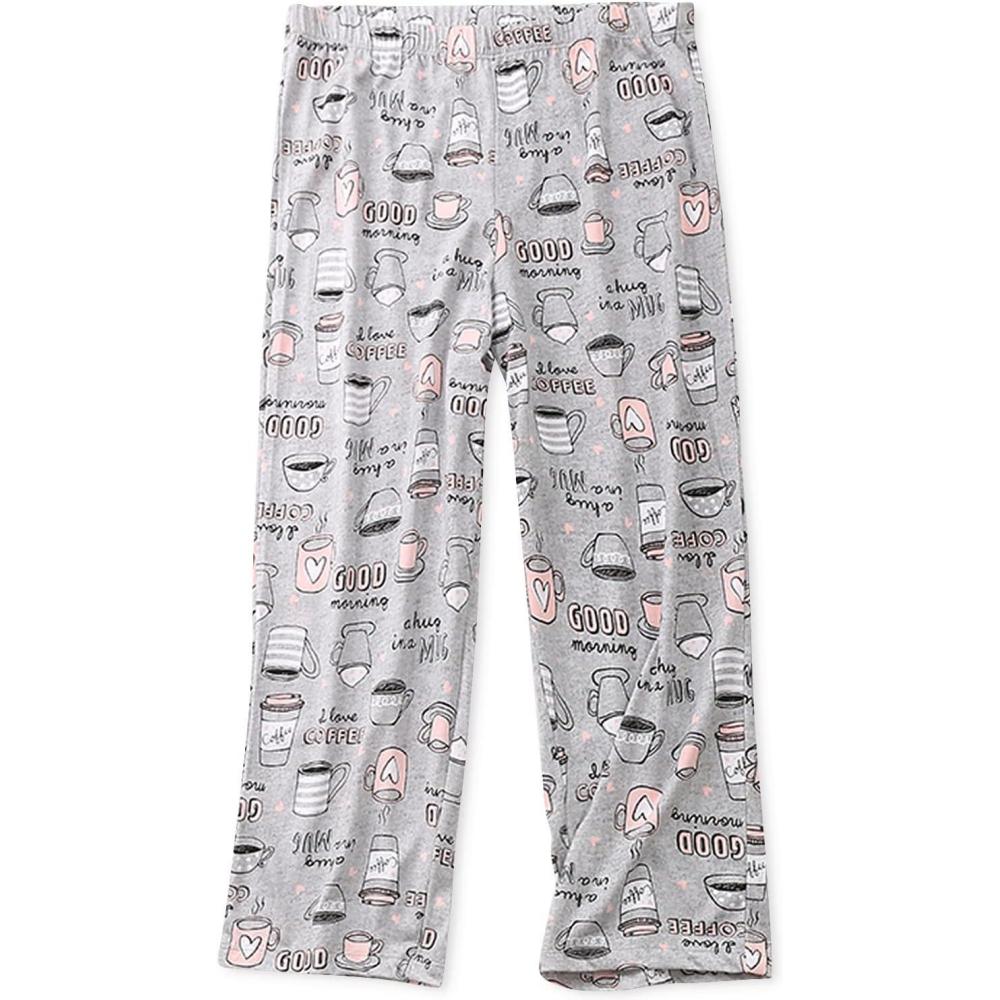 imagePNAEONG Womens Capri Pajama Pants Lounge Causal Bottoms Fun Print Sleep PantsCoffee