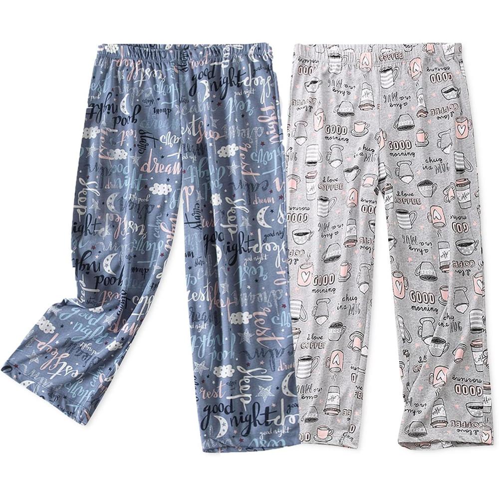 imagePNAEONG Womens Capri Pajama Pants Lounge Causal Bottoms Fun Print Sleep PantsCoffeegood Night