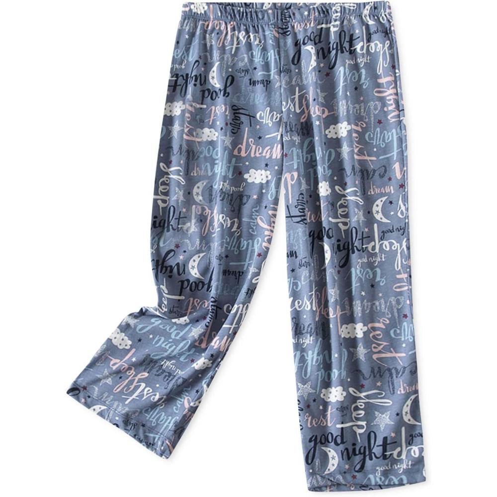 imagePNAEONG Womens Capri Pajama Pants Lounge Causal Bottoms Fun Print Sleep PantsGood Night