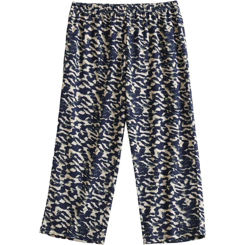 imagePNAEONG Womens Capri Pajama Pants Lounge Causal Bottoms Fun Print Sleep PantsLeopard Print