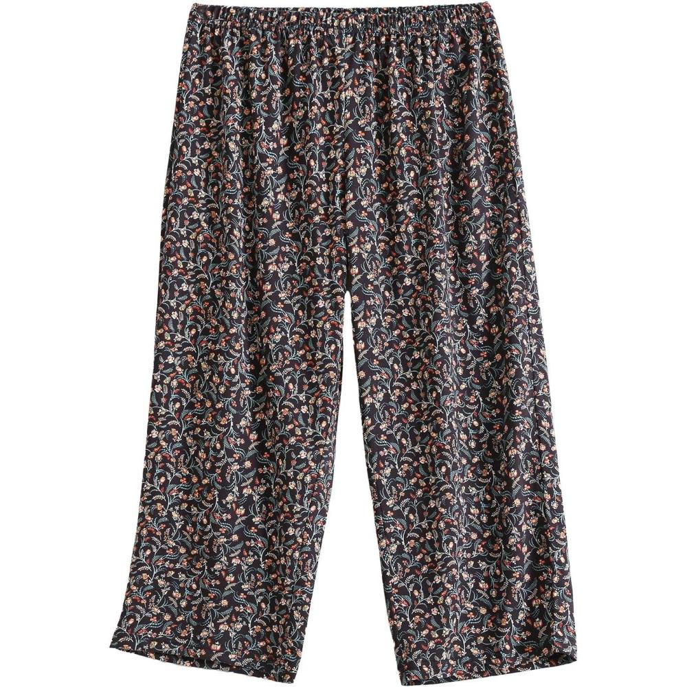 imagePNAEONG Womens Capri Pajama Pants Lounge Causal Bottoms Fun Print Sleep PantsLittle Flower