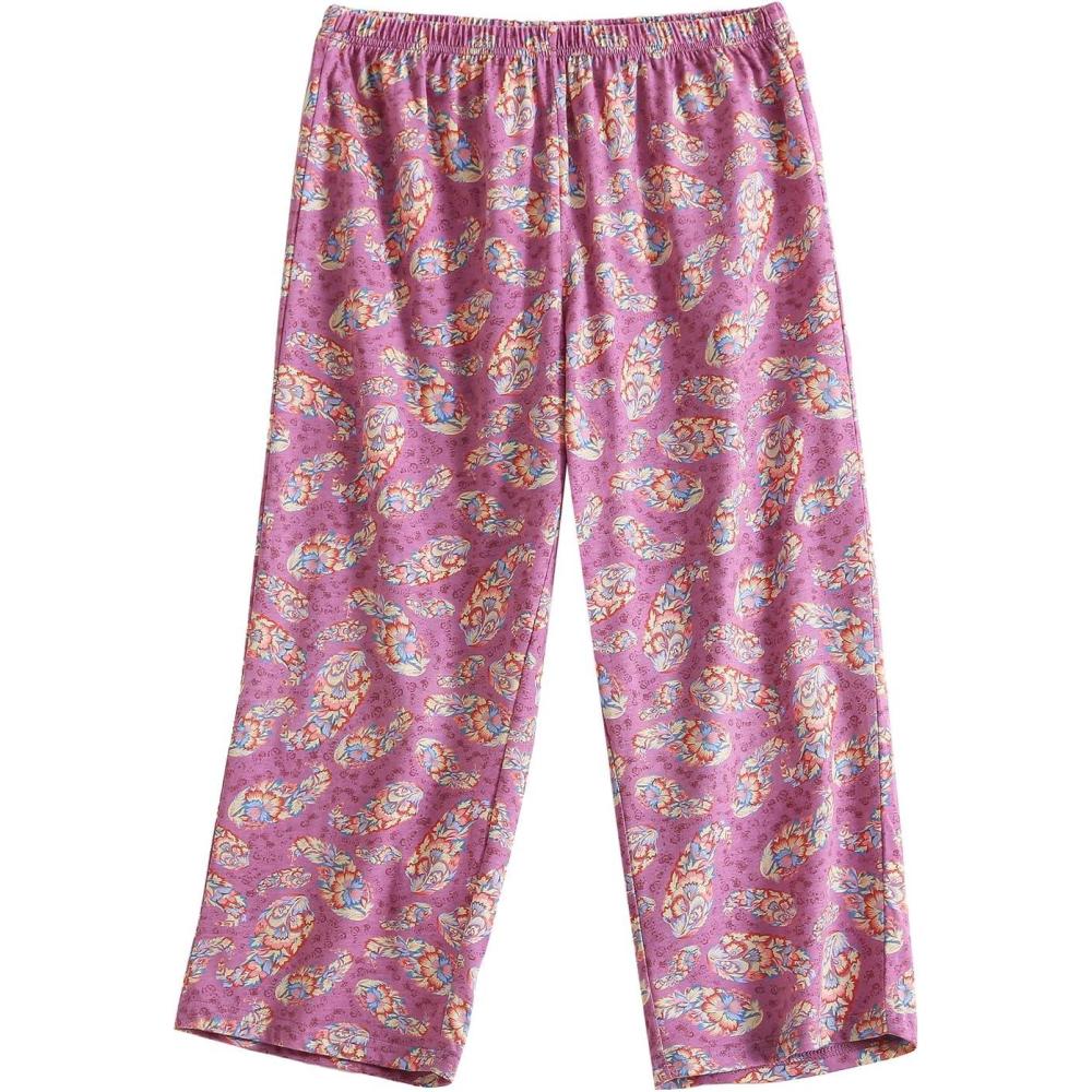 imagePNAEONG Womens Capri Pajama Pants Lounge Causal Bottoms Fun Print Sleep PantsPink Boho