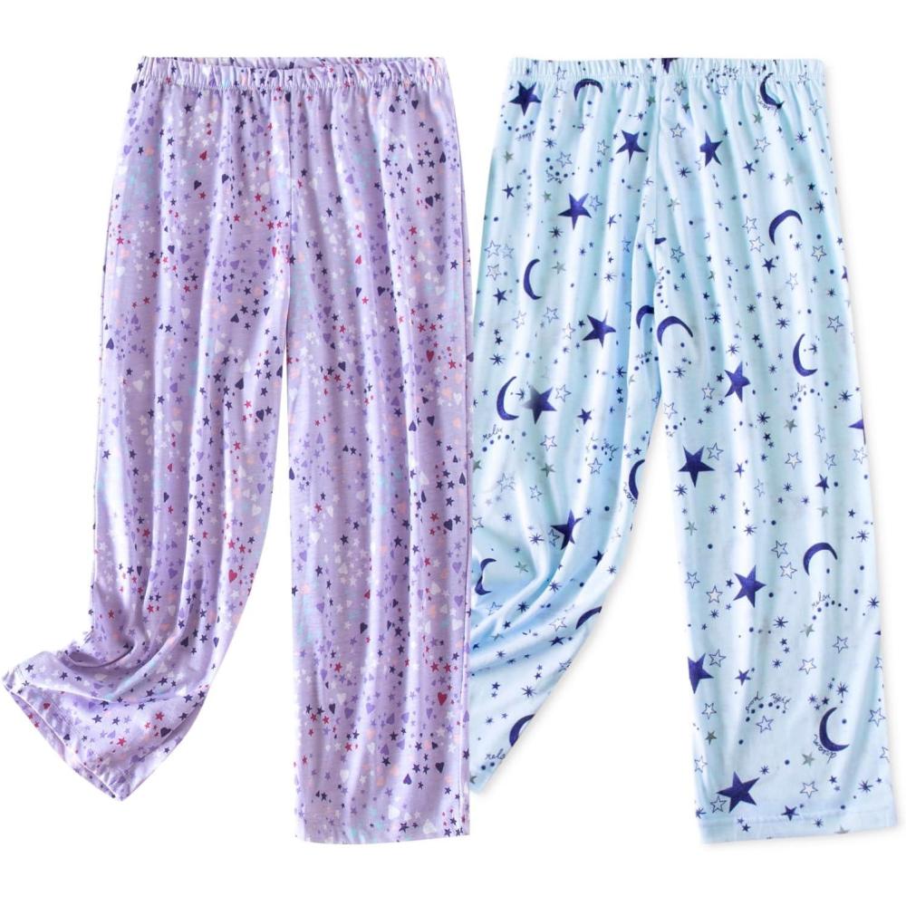 imagePNAEONG Womens Capri Pajama Pants Lounge Causal Bottoms Fun Print Sleep PantsPurpleblue Star