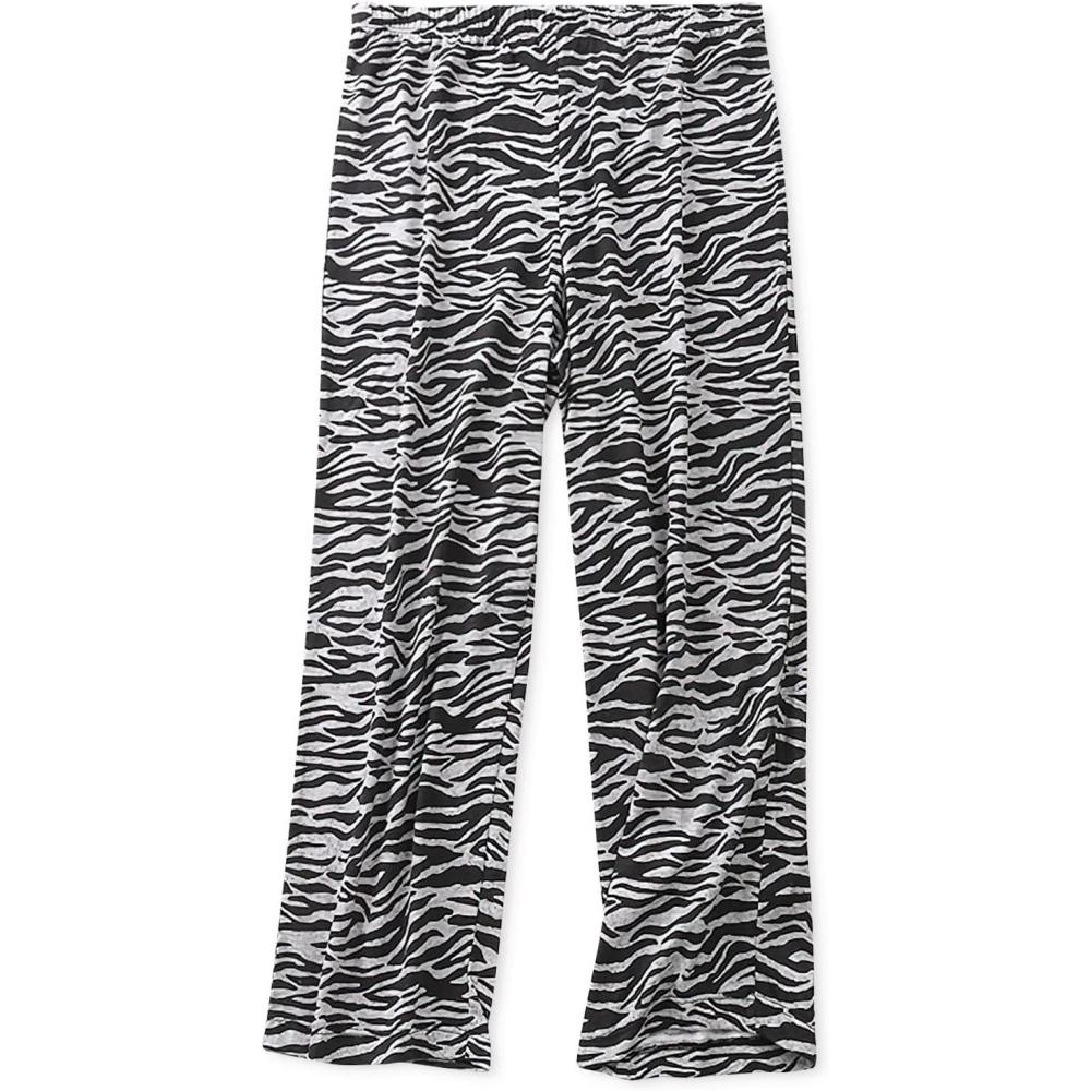 imagePNAEONG Womens Capri Pajama Pants Lounge Causal Bottoms Fun Print Sleep PantsZebra