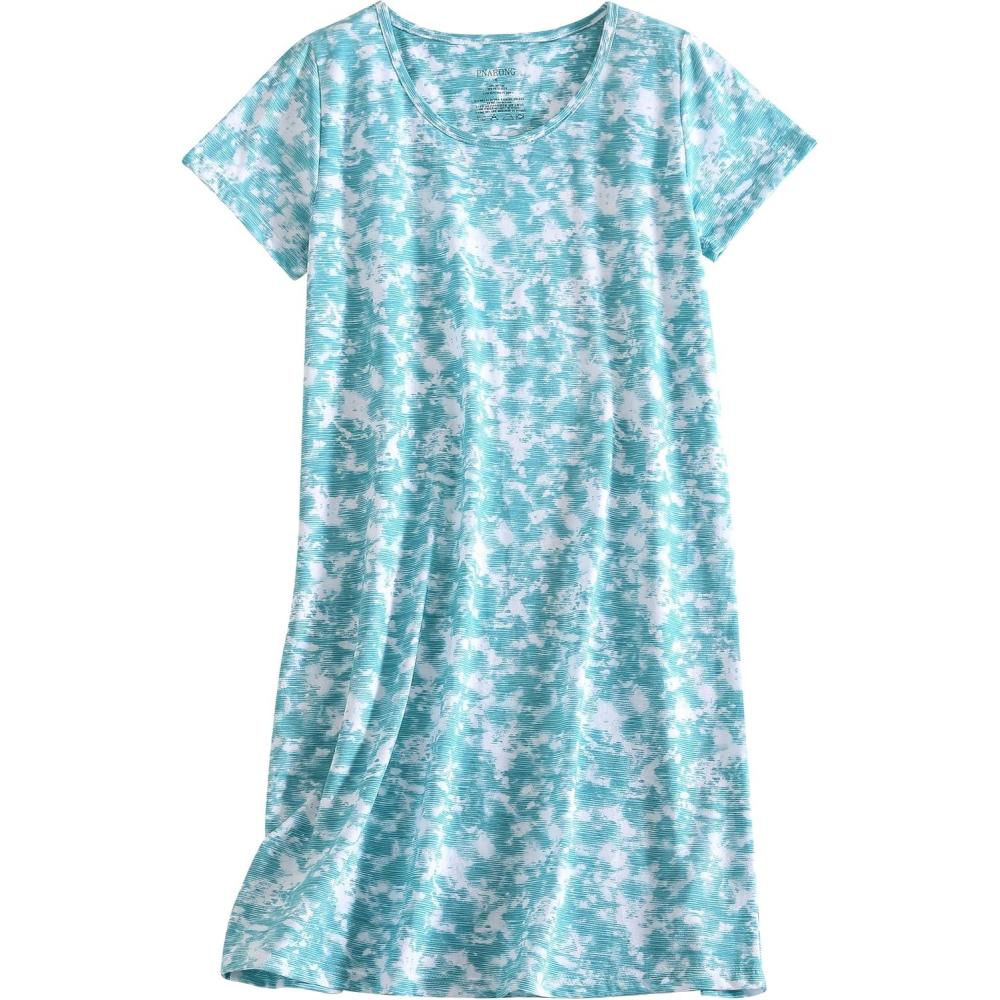 imagePNAEONG Womens Cotton Nightgown Sleepwear Short Sleeves Shirt Casual Print SleepdressGreen