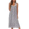 AVIIER Cotton Nightgowns for Women Sleeveless House Dress Ladies Long Nightdress with Pockets S-XXL(Cashew Flowers)
