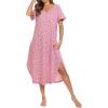 AVIIER Cotton Nightgowns for Women Sleeveless House Dress Ladies Long Nightdress with Pockets S-XXL(Mini Pink Flower)