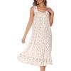AVIIER Cotton Nightgowns for Women Sleeveless House Dress Ladies Long Nightdress with Pockets S-XXL(White Flowers)