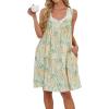 AVIIER Cotton Nightgowns for Women Sleeveless Night Gown with Pockets(Pineapple)