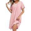 AVIIER Nightgowns for Women Soft Cotton Night Gowns Short Sleeve Sleepwear Comfy Night Shirts(Pink)