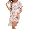 AVIIER Nightgowns for Women Soft Cotton Night Gowns Short Sleeve Sleepwear Comfy Night Shirts(White Flower)