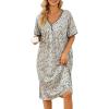 AVIIER Nightgows for Women Soft Cotton Night Shirts Short Sleeve Sleepwear with Pockets(Mini Green)