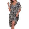 AVIIER Nightgows for Women Soft Cotton Night Shirts Short Sleeve Sleepwear with Pockets(Navy Cashew)