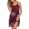AVIIER Womens Nightgown Soft Cotton Sleeveless Sleep Shirts Wide Strap Nightshirts Full Slip Sleepwear(Red Flower)