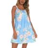 AVIIER Womens Nightgown Soft Cotton Sleeveless Sleep Shirts Wide Strap Nightshirts Full Slip Sleepwear(Sky Flower)