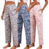 PNAEONG Pajama Pants Women 3 Pack Soft Cotton Lounge Pants Comfy Casual Pajama Bottoms with Elastic Waistband & Pockets(Set 4)