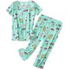 PNAEONG Women Pajama Set Sleepwear Tops with Capri Pants Casual and Fun Prints Pajama Sets(Beach)