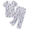 PNAEONG Women Pajama Set Sleepwear Tops with Capri Pants Casual and Fun Prints Pajama Sets(Gray Dogs)