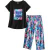 PNAEONG Women Pajama Set Sleepwear Tops with Capri Pants Casual and Fun Prints Pajama Sets(Hello Summer)