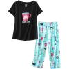 PNAEONG Women Pajama Set Sleepwear Tops with Capri Pants Casual and Fun Prints Pajama Sets(I Love Coffee)