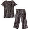 PNAEONG Women Pajama Set Sleepwear Tops with Capri Pants Casual and Fun Prints Pajama Sets(Little Flower)