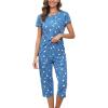 PNAEONG Women Pajama Set Sleepwear Tops with Capri Pants Casual and Fun Prints Pajama Sets(Moon Night)
