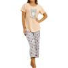 PNAEONG Women Pajama Set Sleepwear Tops with Capri Pants Casual and Fun Prints Pajama Sets(Owl)