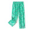PNAEONG Women’s Capri Pajama Pants Lounge Causal Bottoms Fun Print Sleep Pants(Green Flamingo)