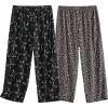 PNAEONG Women’s Capri Pajama Pants Lounge Causal Bottoms Fun Print Sleep Pants(Little Flower+black Cats)