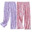 PNAEONG Women’s Capri Pajama Pants Lounge Causal Bottoms Fun Print Sleep Pants(Pink Paisley+purple)