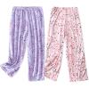 PNAEONG Women’s Capri Pajama Pants Lounge Causal Bottoms Fun Print Sleep Pants(Pink+purple)