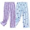 PNAEONG Women’s Capri Pajama Pants Lounge Causal Bottoms Fun Print Sleep Pants(Purple+blue Star)