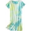 PNAEONG Women’s Cotton Nightgown Sleepwear Short Sleeves Shirt Casual Print Sleepdress(Tie Dye Green)