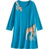 PNAEONG Women’s Cotton Sleepwear Long Sleeves Nightgown Print Tee Sleep Dress(Long Blue Giraffe)