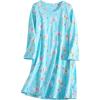 PNAEONG Women’s Cotton Sleepwear Long Sleeves Nightgown Print Tee Sleep Dress(Long Blue Llama)