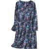 PNAEONG Women’s Cotton Sleepwear Long Sleeves Nightgown Print Tee Sleep Dress(Long Blue Paisley)