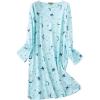 PNAEONG Women’s Cotton Sleepwear Long Sleeves Nightgown Print Tee Sleep Dress(Long Blue Star)