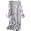 PNAEONG Women’s Cotton Sleepwear Long Sleeves Nightgown Print Tee Sleep Dress(Long Coffee)