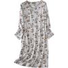 PNAEONG Women’s Cotton Sleepwear Long Sleeves Nightgown Print Tee Sleep Dress(Long Coffee Cat)